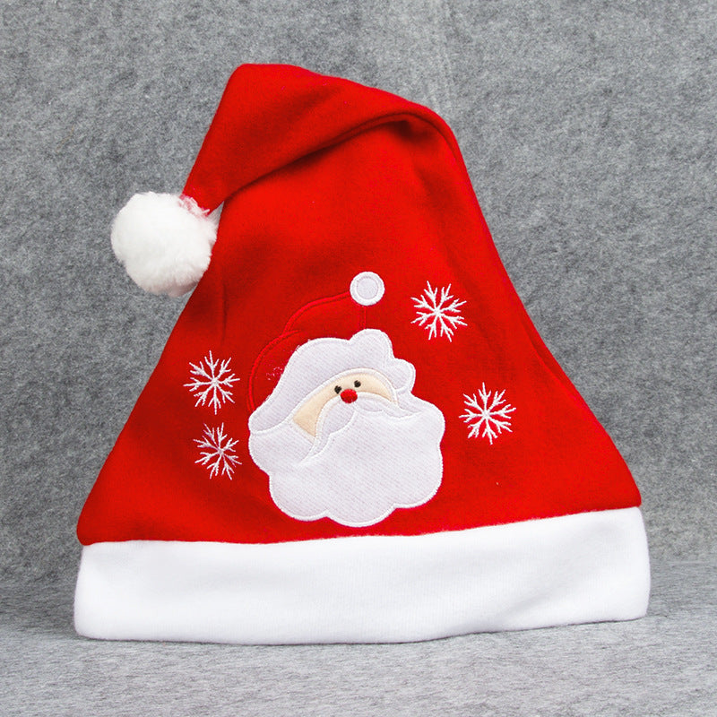 Cartoon Christmas Hat With Elk Santa Claus Embroidery Design Holiday Party Decoration Fuzzy Hat